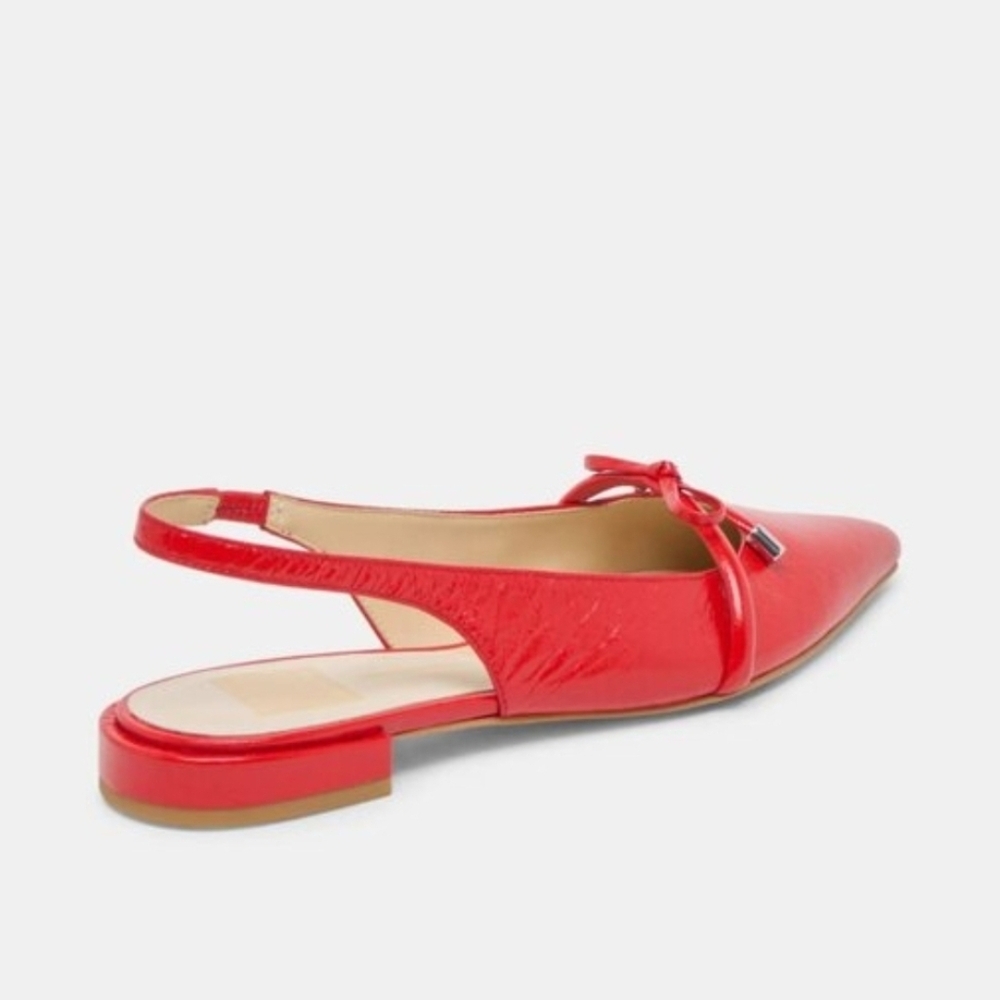 ❤️🔹️Dolce Vita 🔹️Payge Flats Chili Crinkle Patent Slingback - Picture 4 of 9